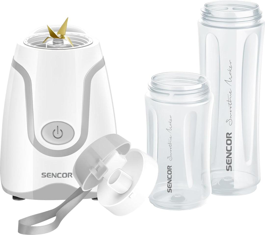Sencor Ultra-leistungsstarker Smoothie Maker 500W, 2 Tritan-Flaschen 0,6L & 0,3L BPA-frei, Titan Ant