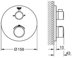 GROHE Grohtherm Concealed - Thermostat (Rosette aus Metall, Sicherheitssperre bei 38°, kratzfeste Ob