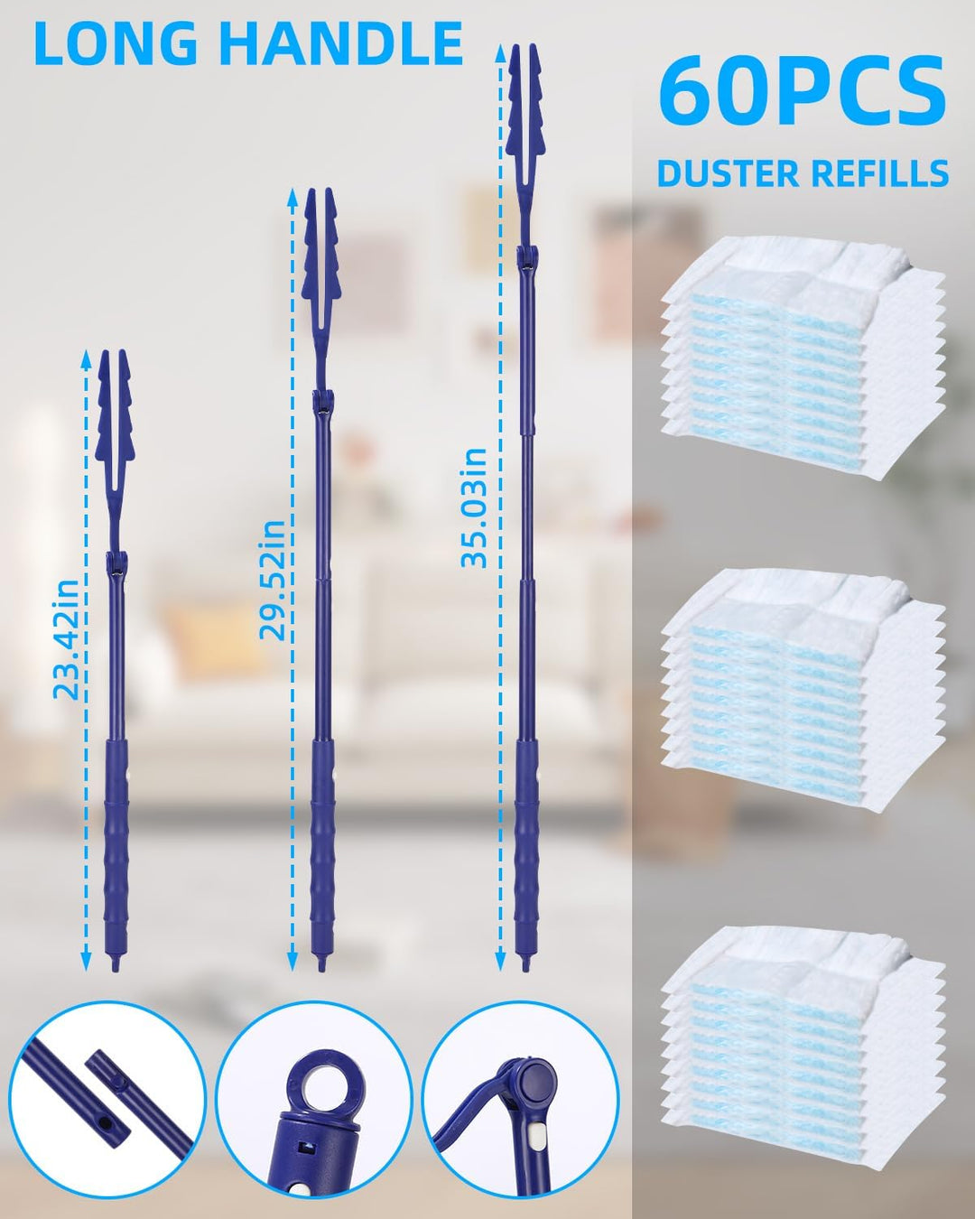 60 Stück Staubmagnet Set,Staubwedel für Duster Tücher,Tierhaare für swiffer staubwedel nachfüllpack,