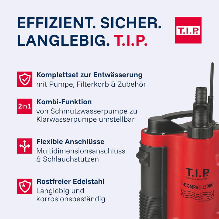 T.I.P. Anti Flut Kit (13.000 l/h Fördermenge, vertikaler Pumpenausgang, Schutz vor Überschwemmung mi