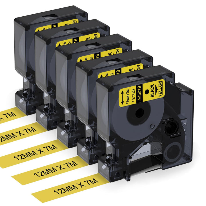 Aken Etikettenband Kompatibel mit Dymo D1 Etikettenband Schwarz auf Gelb 12mm x 7m für LabelManager