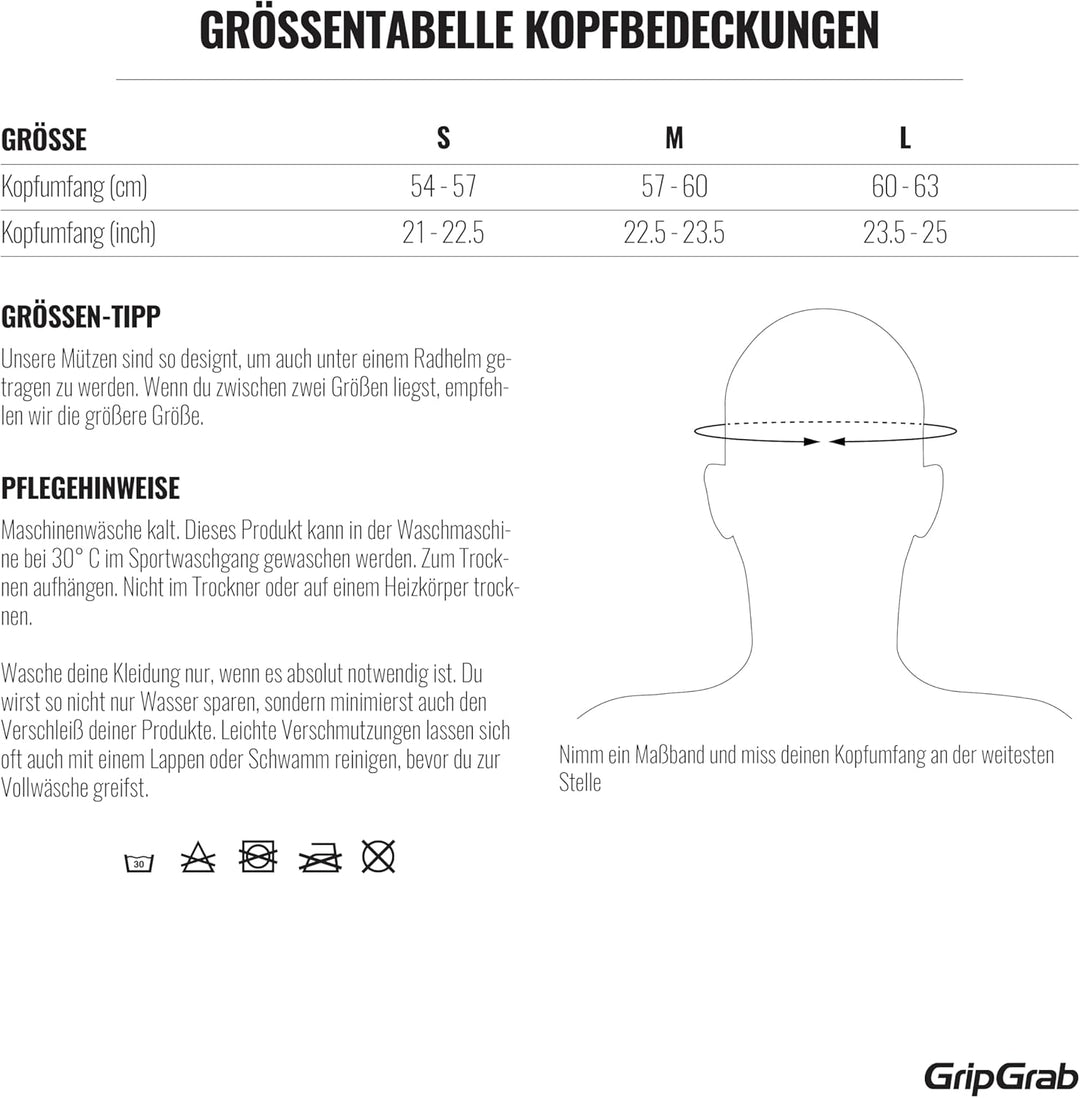 GripGrab Dünne Winter Fahrrad Unterhelm Mütze mit Winddichter Stirn Leichte Thermo Radsport Skull Ca