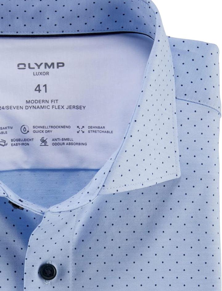 OLYMP Herren Businesshemd Langarm Luxor 24/Seven,modern fit,Kent-Kragen 44 Bleu 11, 44 Bleu 11