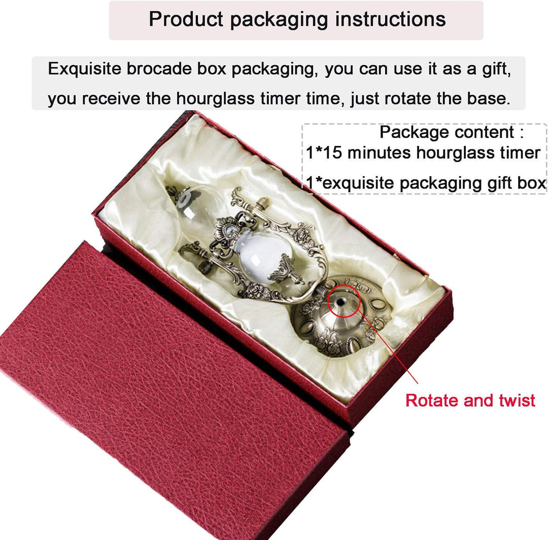 Sanduhr-Timer, geprägte goldene Sanduhr-Timer, 15 Minuten, für Vintage-Heimdekoration, Büro-/Schreib
