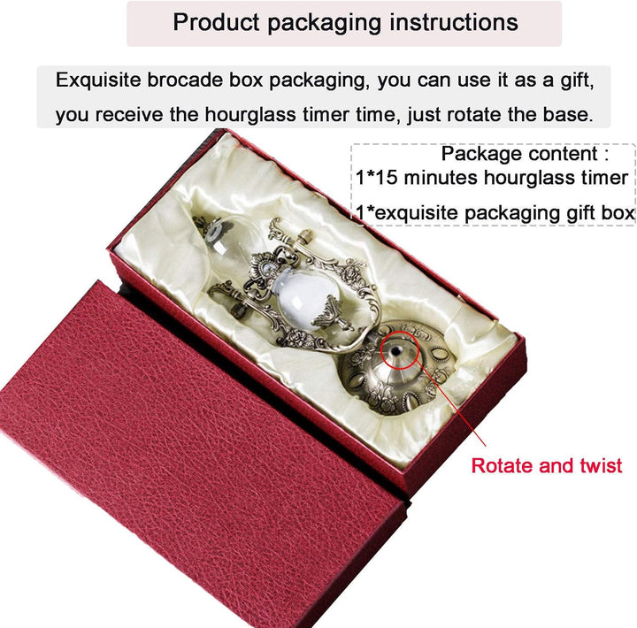 Sanduhr-Timer, geprägte goldene Sanduhr-Timer, 15 Minuten, für Vintage-Heimdekoration, Büro-/Schreib