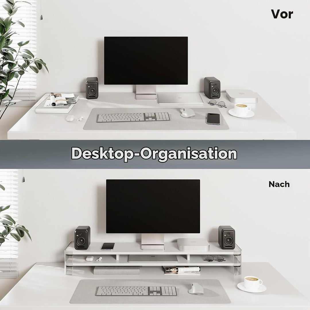 Fenge Dual Monitorständer Riser mit Acrylbein Grosser Computer Bildschirmständer für Laptop/PC/Druck