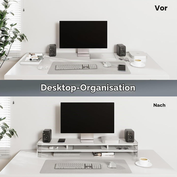 Fenge Dual Monitorständer Riser mit Acrylbein Grosser Computer Bildschirmständer für Laptop/PC/Druck