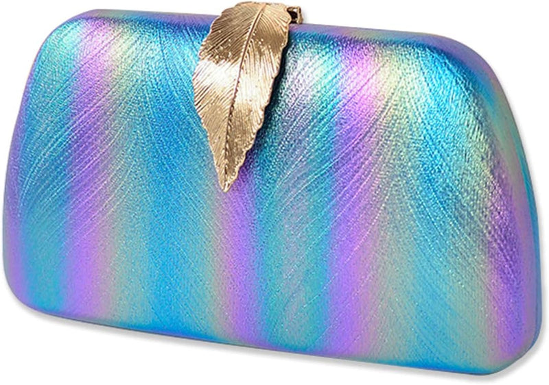 CORIOS Clutch Damen Glitter Handtasche Kette Abendtasche Umhängetasche mit Blatt Schnalle Verschluss