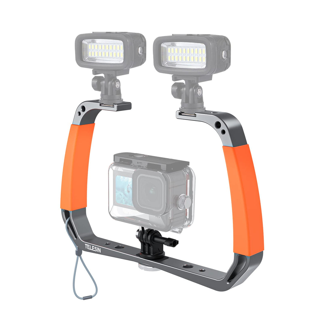 AuyKoo Diving Rig Stabilizer Aluminiumlegierung Doppelarmhalterung für GoPro Hero 11 10 9 8 7 6 Inst