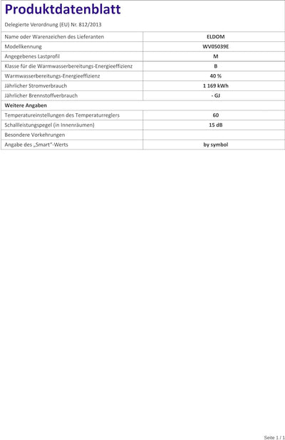 Eldom FAVOURITE 50 Liter Warmwasserspeicher 2 kW. Electronic Control 50L, 50L