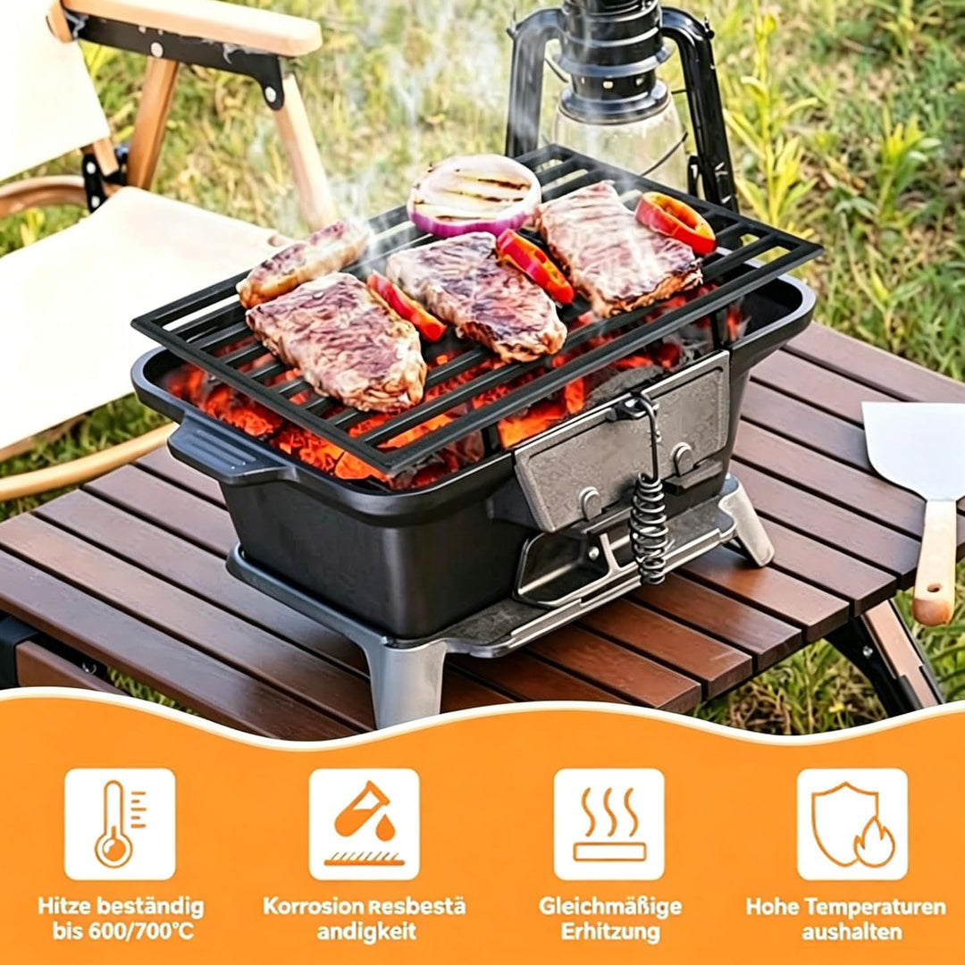 GFTIME Gusseisen Kaminrost Feuerrost Ofenrost 16 x 28 cm Gussrost für Kamin Aus Massivem Gusseisen,