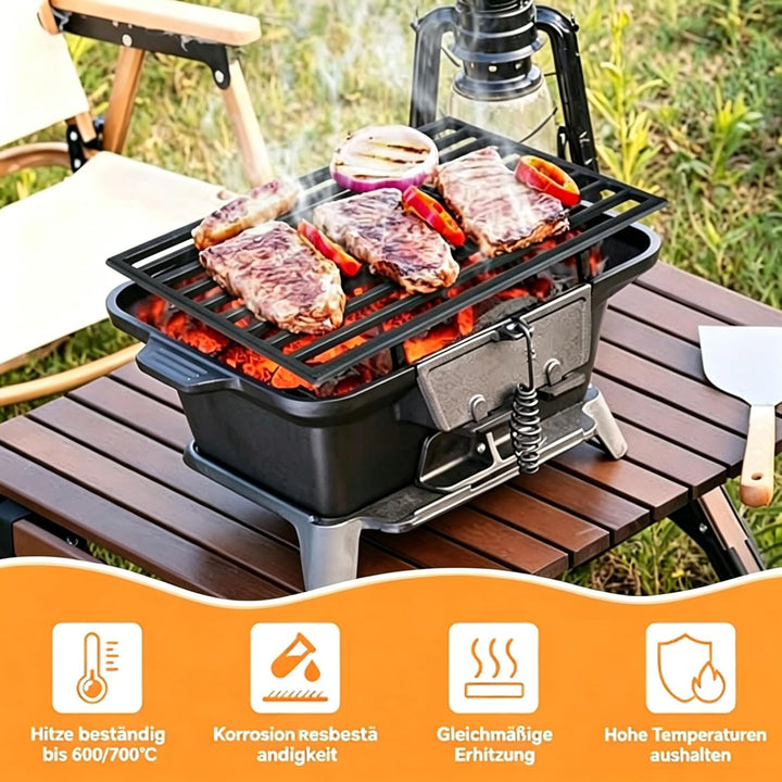 GFTIME Gusseisen Kaminrost Feuerrost Ofenrost 16 x 28 cm Gussrost für Kamin Aus Massivem Gusseisen,