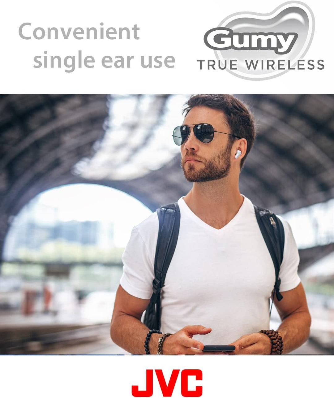 JVC HA-Z77T-W Gumy True Wireless Kopfhörer mit weichen Elastomer Ohrstöpseln, 3 Sound-Modi, Bluetoot