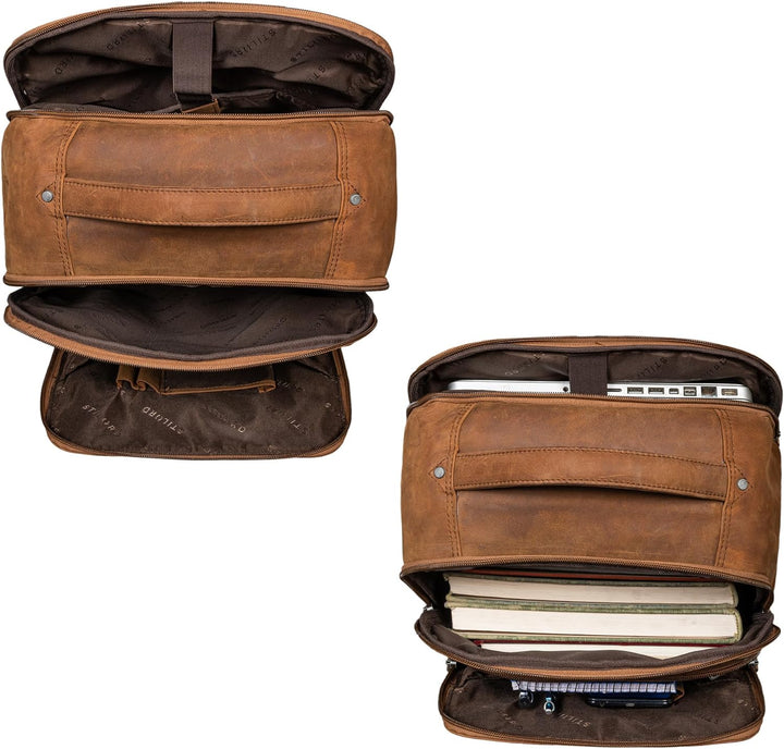 STILORD 'Gordon' Rucksack Leder Herren und Damen Messenger Rucksack Laptop 17 Zoll Lederrucksack Dam