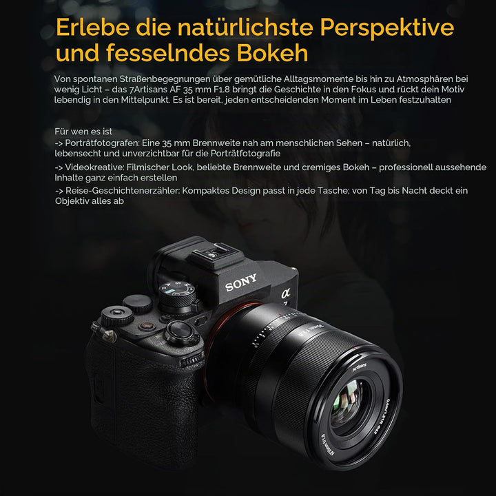 7artisans AF 35mm f1.8 Vollformat objektiv, kompatibel mit L Mount Bajonett, grosse Blende,Prime,STM