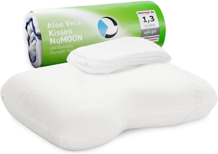 Orthopädisches Kopfkissen NuMOON | Testsieger Nackenstützkissen mit hautpflegendem Aloe Vera Bezug |