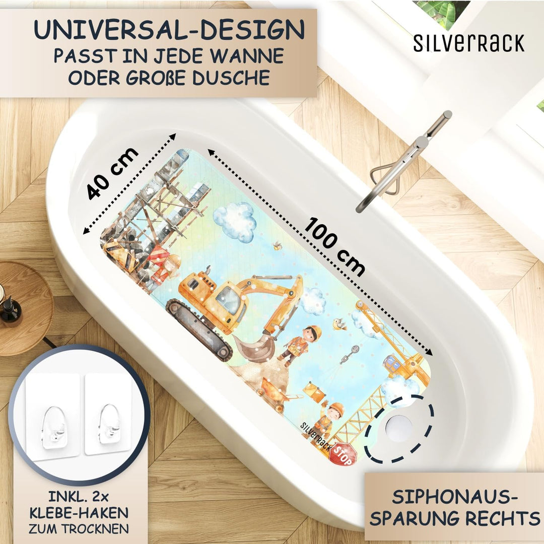 Badewannenmatte Kinder rutschfest [100x40cm] - Antirutschmatte Badewanne BPA frei - Badematte Kinder