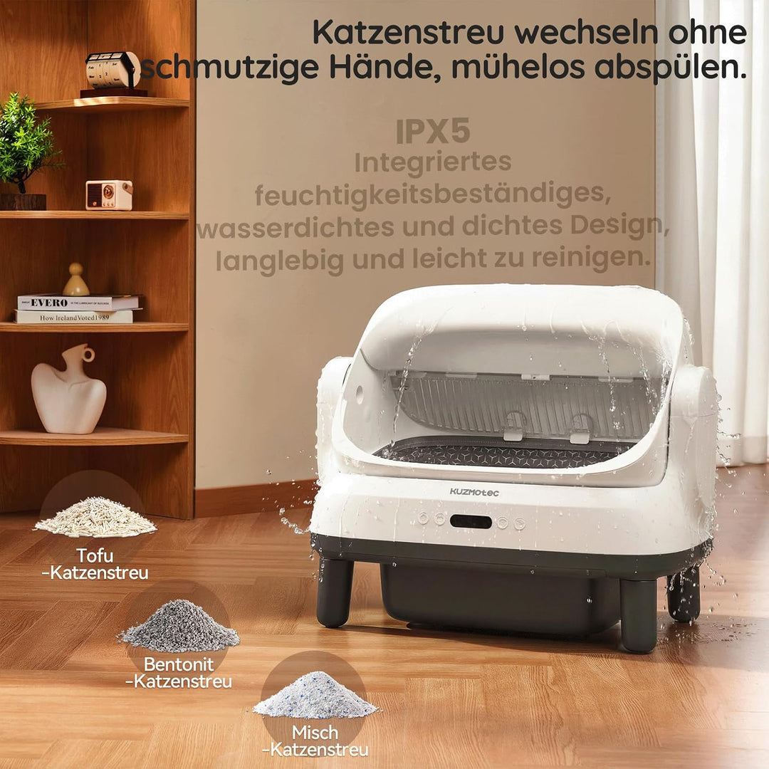 Selbstreinigende Katzentoilette 120L XXXL, Automatisches Katzenklo mit App-Steuerung &amp; Geruchsbeseit