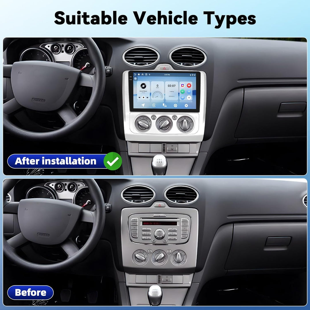 4+128G Android 15 Autoradio für Ford Focus Mk2 Mk3 Exi MT 2 3 2004-2011, 9" Incell Touchscreen-Radio