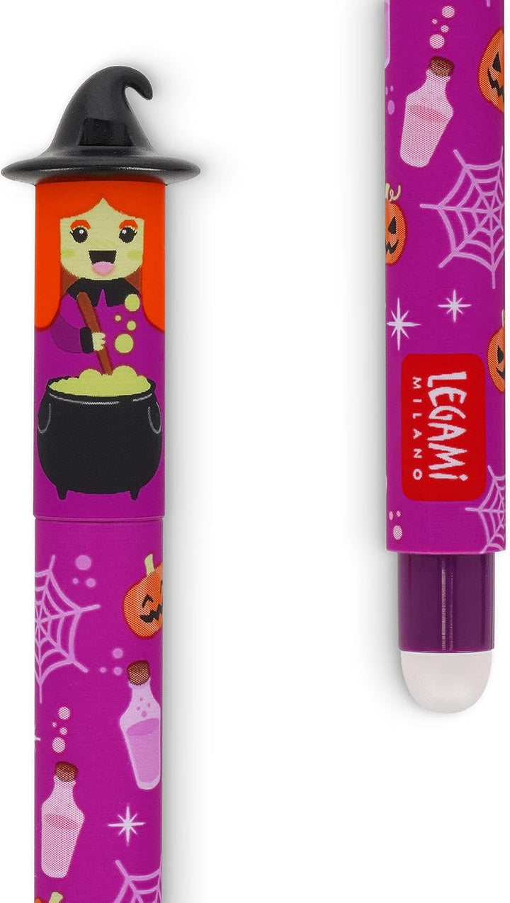 Legami - Set mit 3 löschbaren Gelstiften, The Boo Crew, löschbare wärmeempfindliche Tinte, Schwarz,