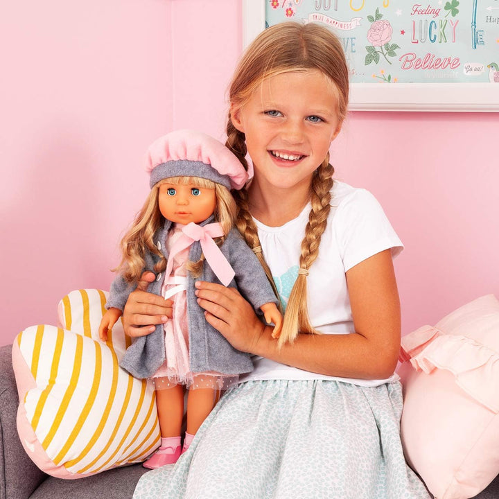 Bayer Design 94635AX Funktionspuppe Charlene mit Haaren und Schlafaugen, spricht und singt 90 Sätze,