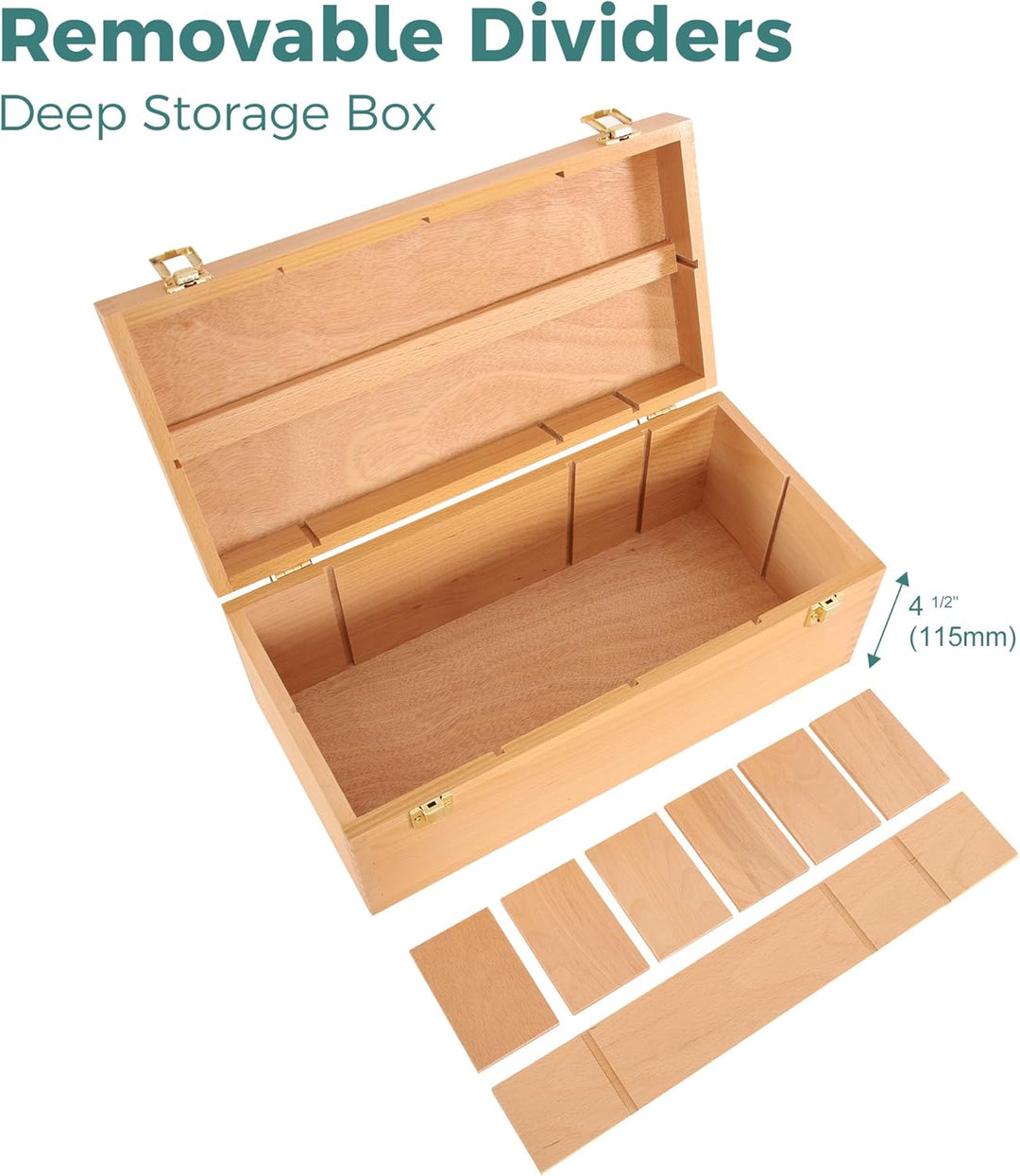 VISWIN 40 x 20 x 15.5 cm Grosse Kunstaufbewahrungsbox, Doppellagige Werkzeugkiste aus Massivem Buche