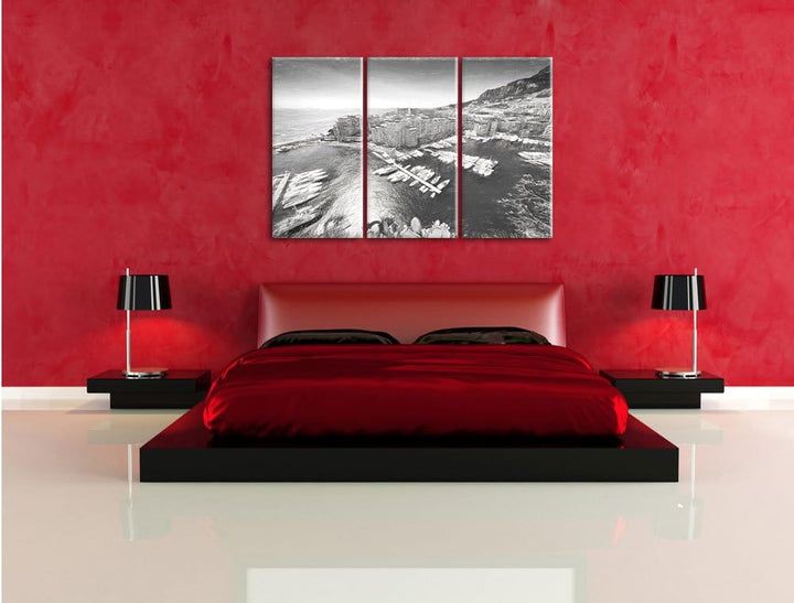 Pixxprint Atemberaubende Küste von Monaco als Leinwandbild/Grösse: 3 Teilig (120x80) cm/Wandbild/Kun