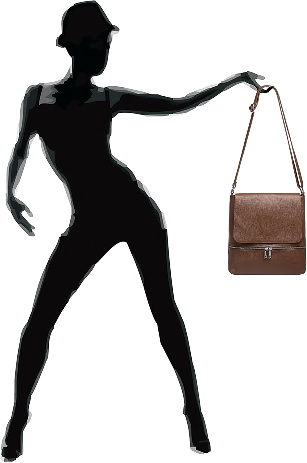 Caspar sportlich elegante Damen Umhängetasche aus Leder - mittelgrosse Messenger Bag - CLASSIC LINE