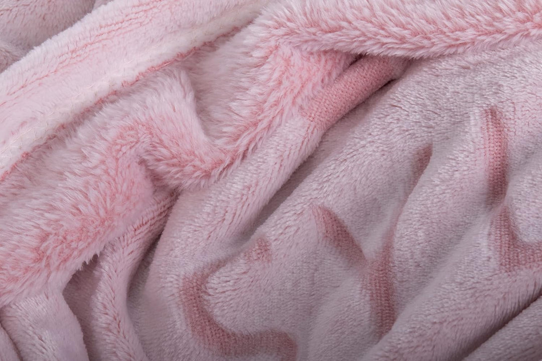 Sansibar Wohndecke Kuscheldecke Tagesdecke Micro Flausch Prägedruck 150x200 cm Weiss/Rosa, 150x200 c