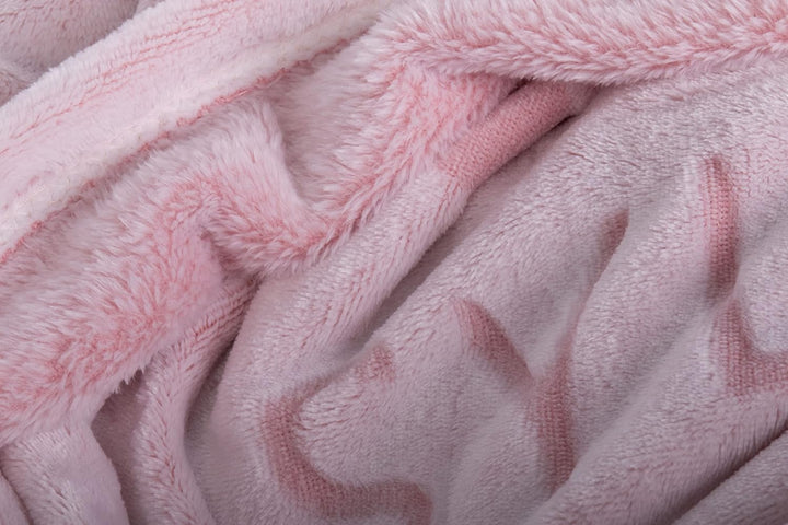 Sansibar Wohndecke Kuscheldecke Tagesdecke Micro Flausch Prägedruck 150x200 cm Weiss/Rosa, 150x200 c