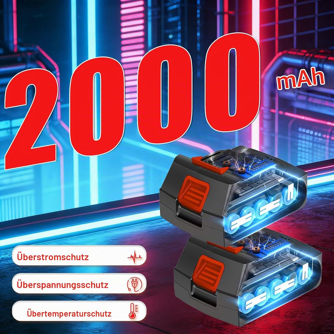 Rasentrimmer mit Akku und Messern 21V Freischneider mit 2 * 2.0 Ah Akkus und Ladegerät 3 in1 Elektri