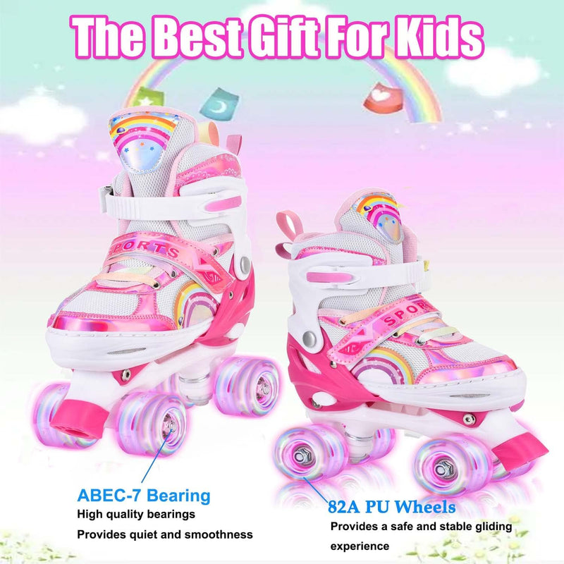 YUDOXN Rollschuhe Mädchen Verstellbar.komfortabl LED Rollerskates für Jugendliche und Anfänger.3 Grö