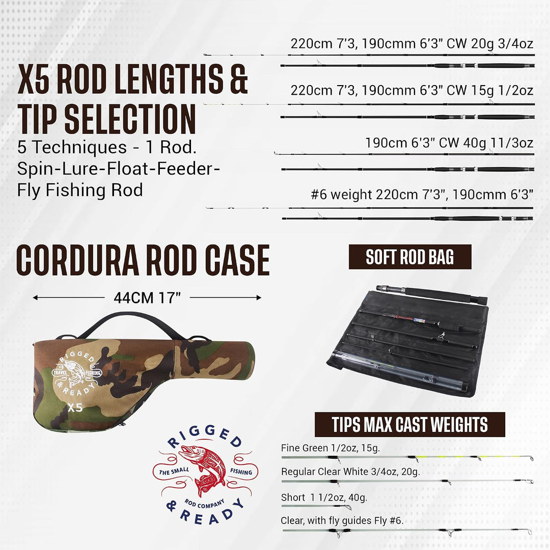 X5 Series Travel Fishing Rod &amp; Case (X5 Max, Travel &amp; Combo) - Nano-Carbon Fishing Rod Combinations