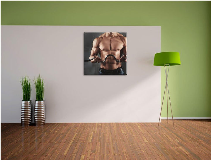 Pixxprint Bodybuilding, Format: 70x70 auf Leinwand, XXL riesige Bilder fertig gerahmt mit Keilrahmen