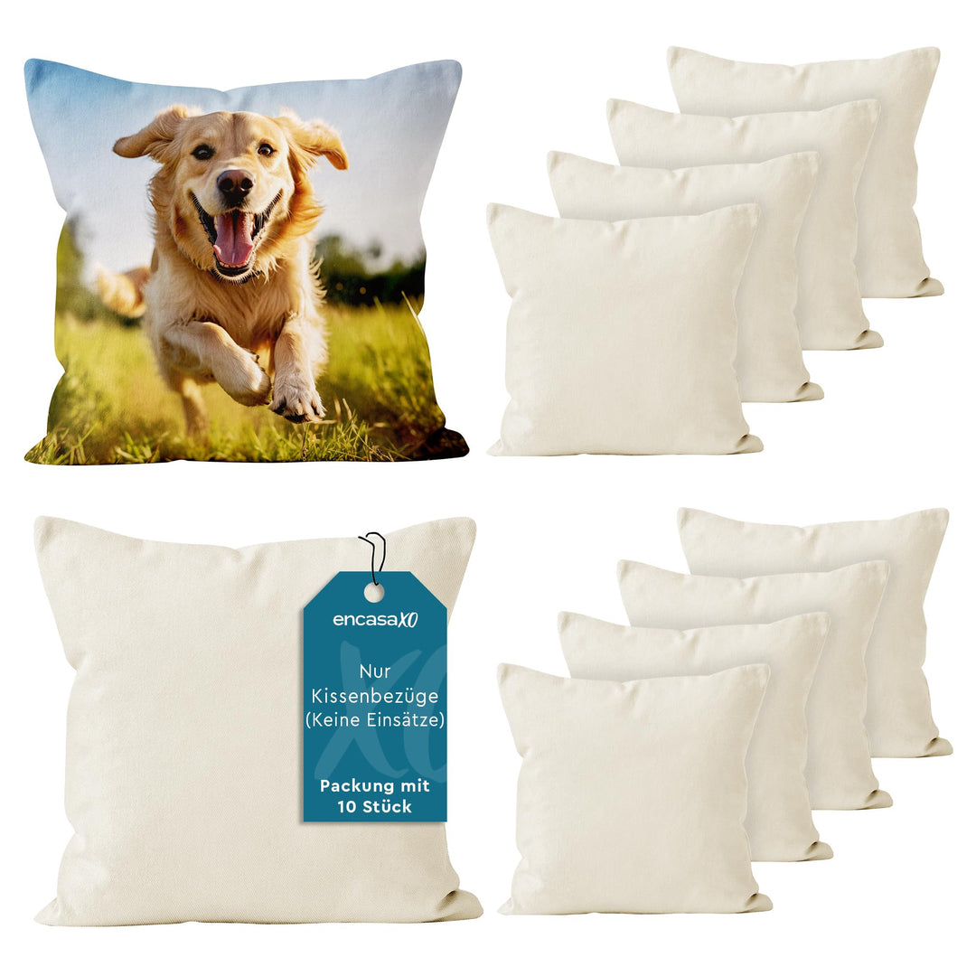 Encasa Homes Wurfkissenbezüge 40x40 cm - Blank Natürlich 10er-Packung mit unsichtbarem Reissverschlu