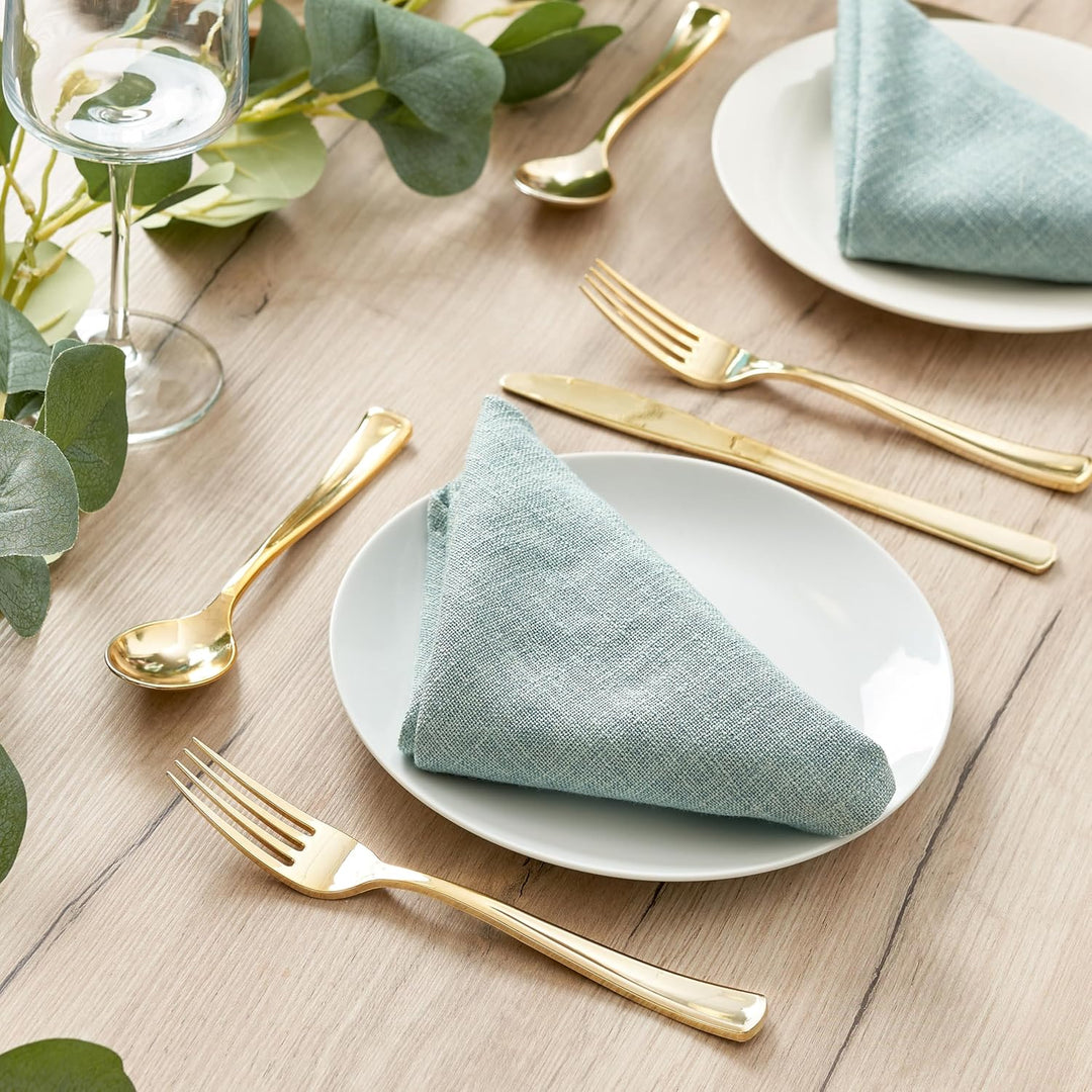 MATANA 720 Elegantes Wiederverwendbares Goldenes Besteck Set – 240 Messer, 240 Gabeln, 240 Löffel –