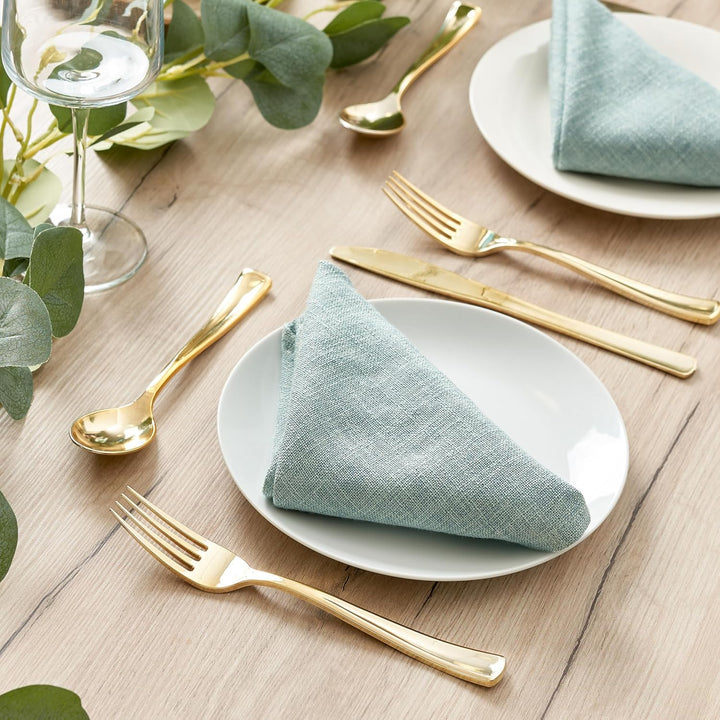 MATANA 720 Elegantes Wiederverwendbares Goldenes Besteck Set – 240 Messer, 240 Gabeln, 240 Löffel –