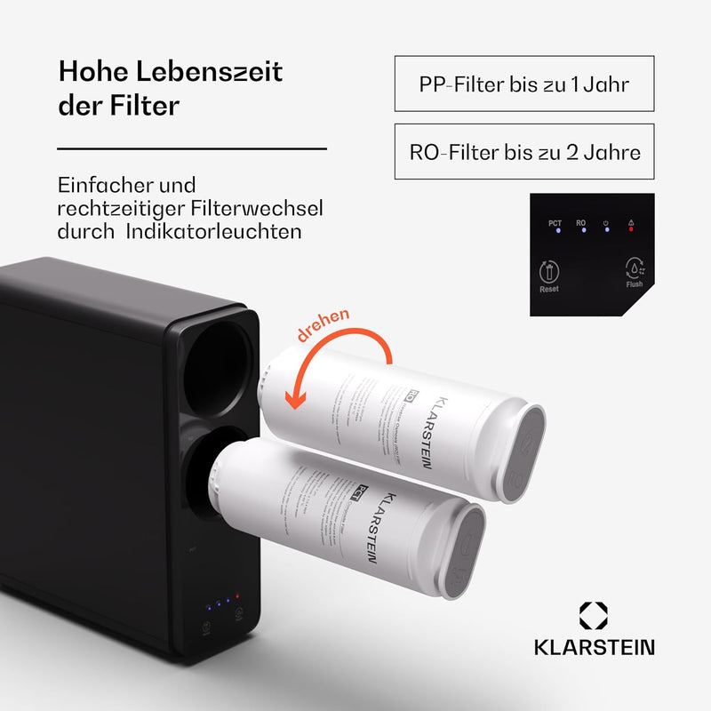 Klarstein Osmose-Wasserfilter-System für Umkehrosmose, 800GPD Untertisch Wasserfilter-System für Tri