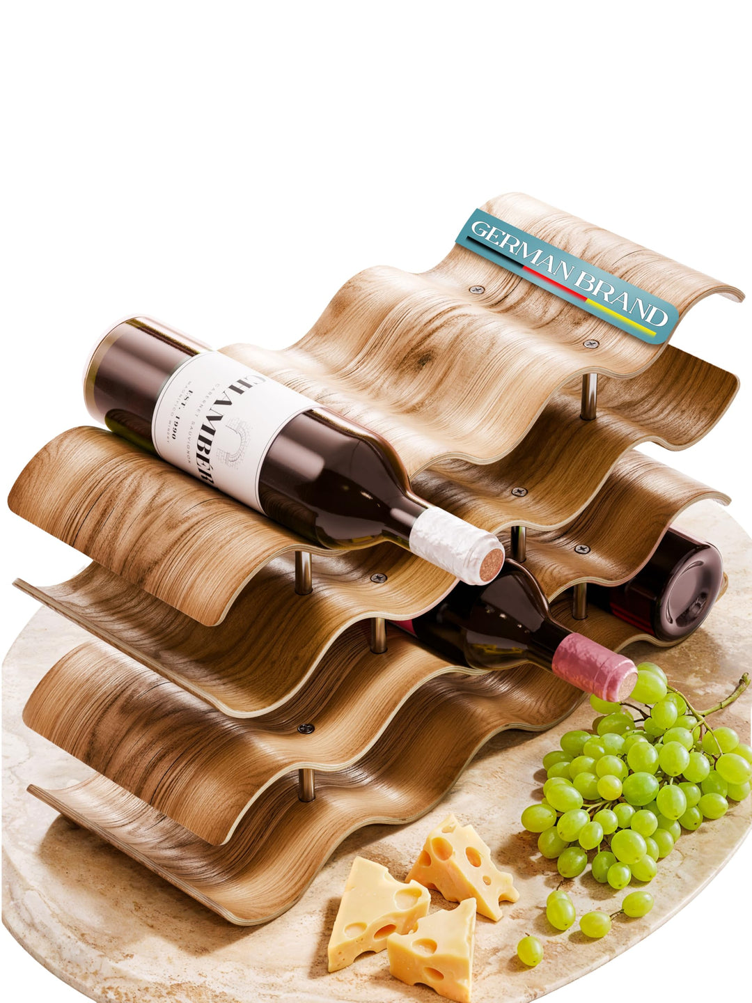 Dreiklang – be smart Weinregal Flaschenregal aus Holz für 12 Flaschen, stabil, Freistehend, modern,