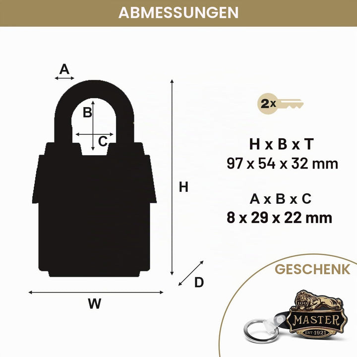 Master Lock 1921EURDCC Höhersicherheits Vorhängeschloss mit 100-jähirgem Logo gedruckt, Schwarz, 97