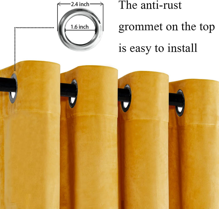 JIUZHEN Verdunklungsvorhang aus Samt,2er Set weiche blickdichte Gardinen mit Ösen für Schlafzimmer,1