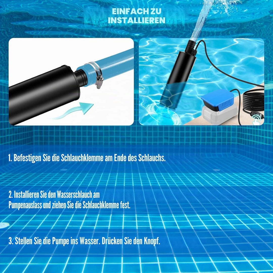 Tauchpumpe für Bosch Akku PBA 18V Schmutzwasserpumpe Wasserpumpe Flachwasserpumpe Saugpumpe Absaugpu