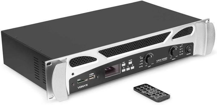 Vonyx VPA1000 PA Verstärker Endstufe 1000 Watt Leistungsverstärker 2 x 500 W mit Bluetooth, MP3-Play