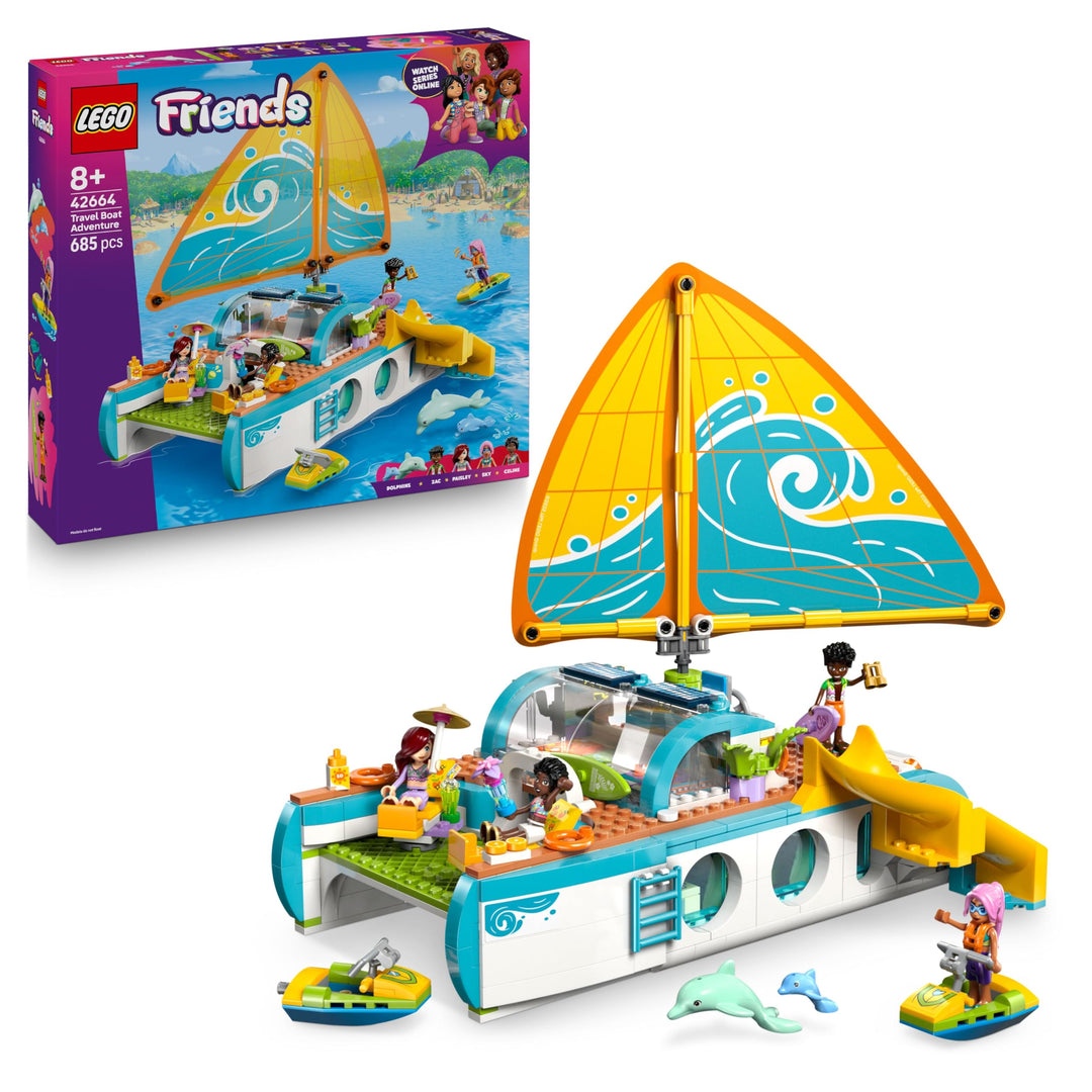 LEGO Friends Segelabenteuer Set - Spielzeug mit Boot mit drehbarem Segel, 4 Minifiguren & 2 Delfin F