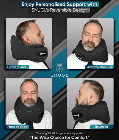 SNUGL Reisekissen – Memory Foam Nackenkissen – Flugkissen | Stütznackenkissen für unterwegs | Reise-