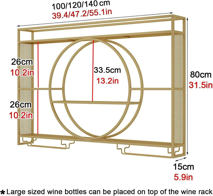 Wohnzimmer Bar，barschrank Vintage Retro Bar Regal Wand Gold Beleuchtung Hängend Flaschenregal Wandmo