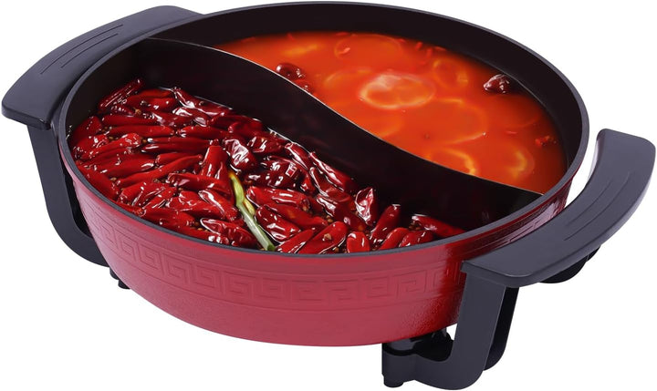 Hot Pot Elektrisch Hotpot Topf 6L Kochtopf, 1360W Yin Yang MultifunktionalePfanne Leicht zu reinigen