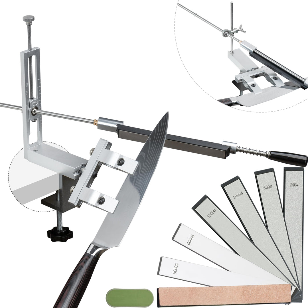 CWOVRS Messerschärfsystem, 360° Dual Klemmensystem Schnellspann-C-Klemme Messerschleifer, 2-fach Win