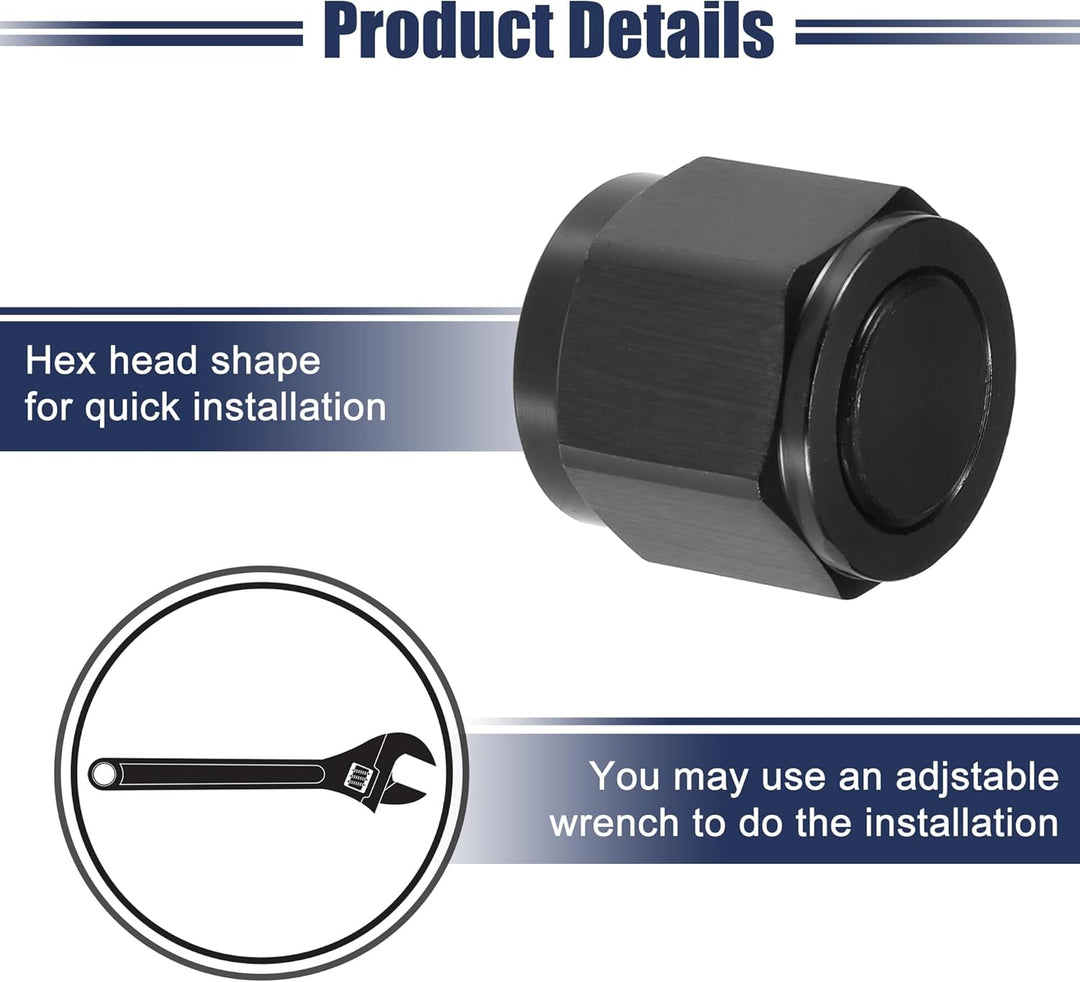 A ABSOPRO 4 Stück Universal Bördel Kappen Adapter Schwarz AN10, AN10