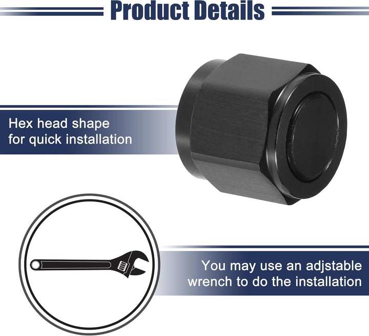 A ABSOPRO 4 Stück Universal Bördel Kappen Adapter Schwarz AN10, AN10